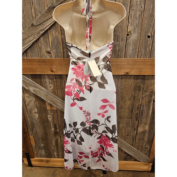 NWT Speechless pink and white sundress halter tie v neck lined sheer M open back - Picture 5 of 7